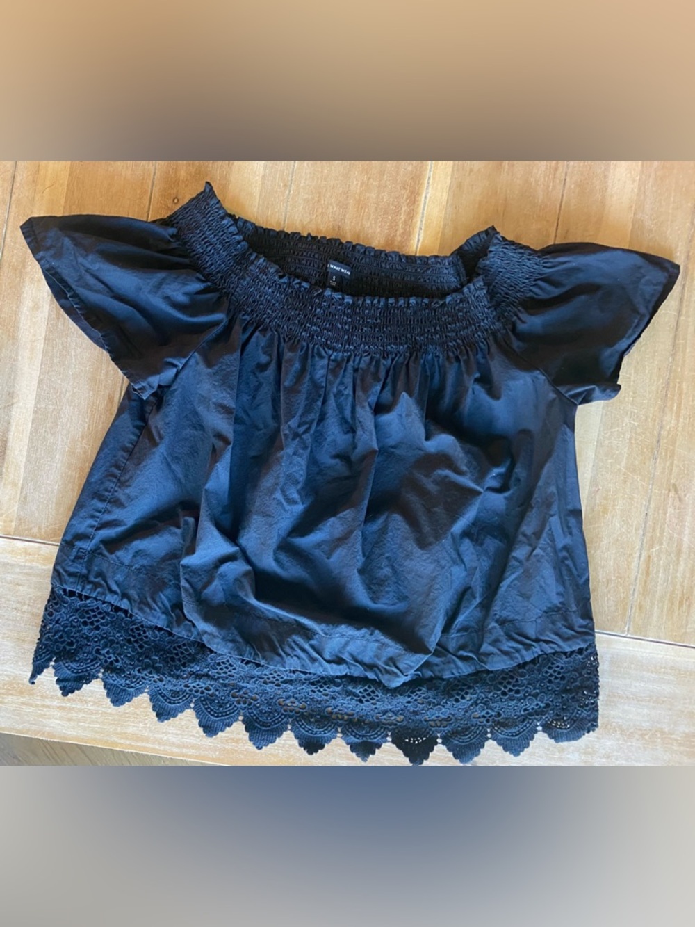 Who What Wear Off the Shoulder Navy Blouse (S)